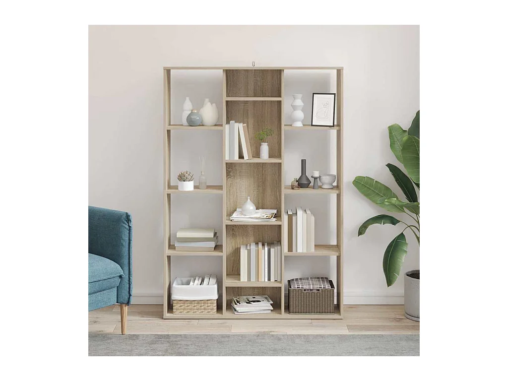 Biombo/Librería roble Sonoma 100x24x140 cm