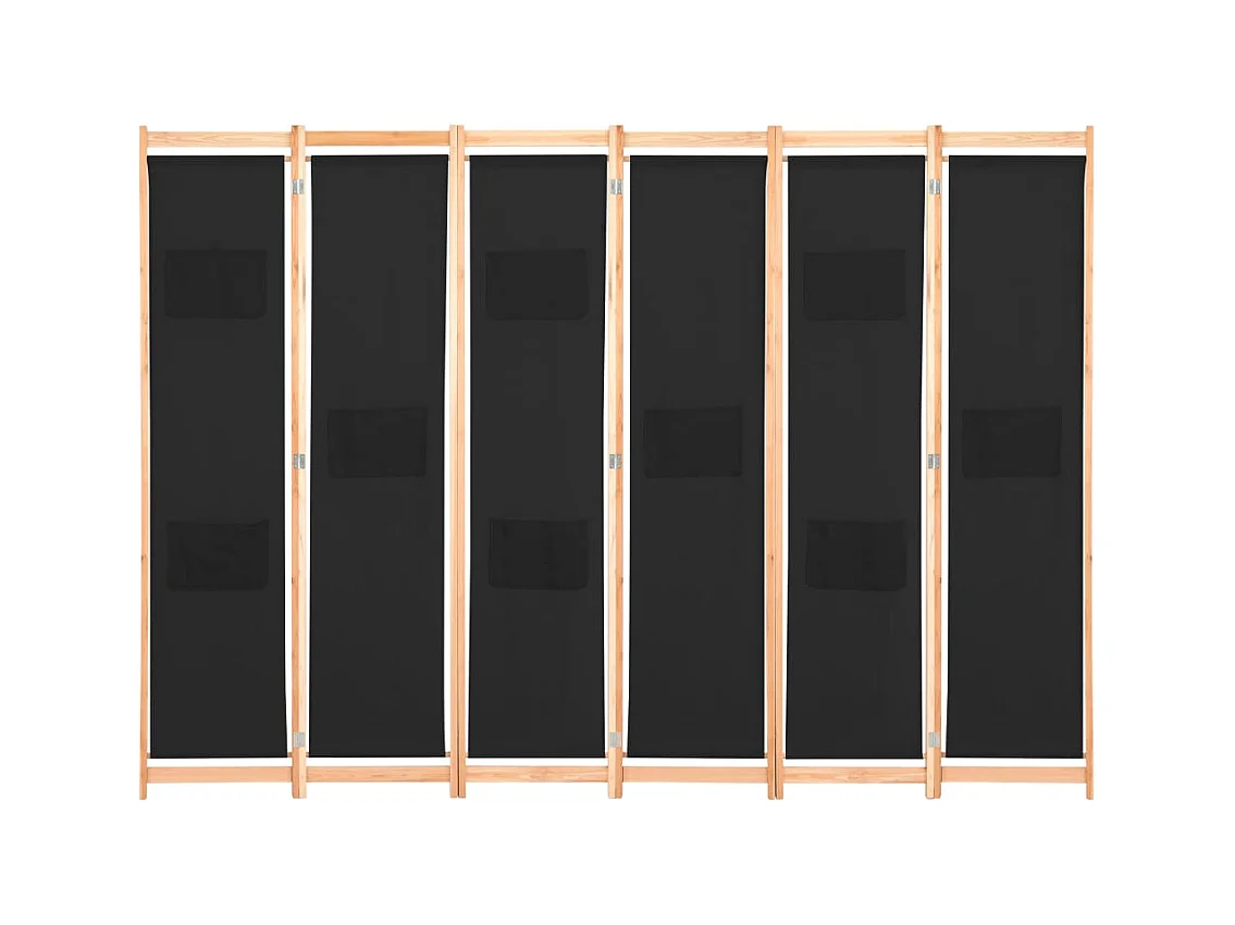 6-delige scheidingswand Zwart 240 x 170 x 4 cm Stof
