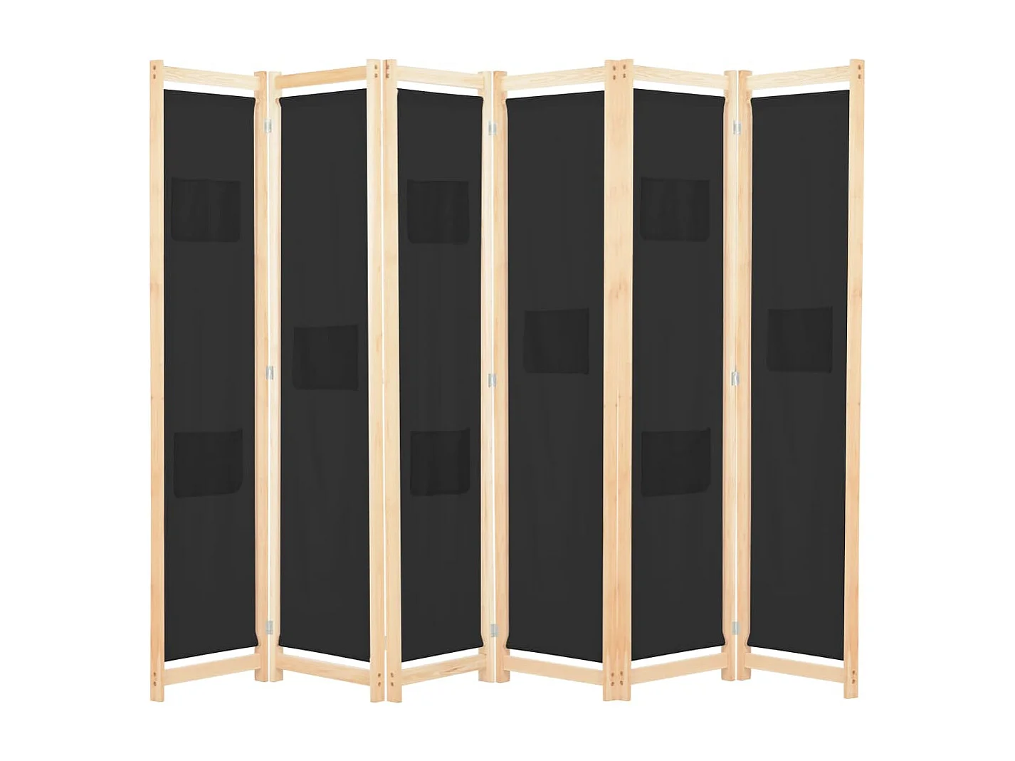 Mampara divisoria de 6 paneles Tela Negra 240 x 170 x 4 cm