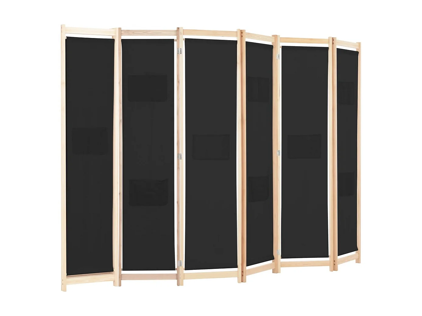 Mampara divisoria de 6 paneles Tela Negra 240 x 170 x 4 cm