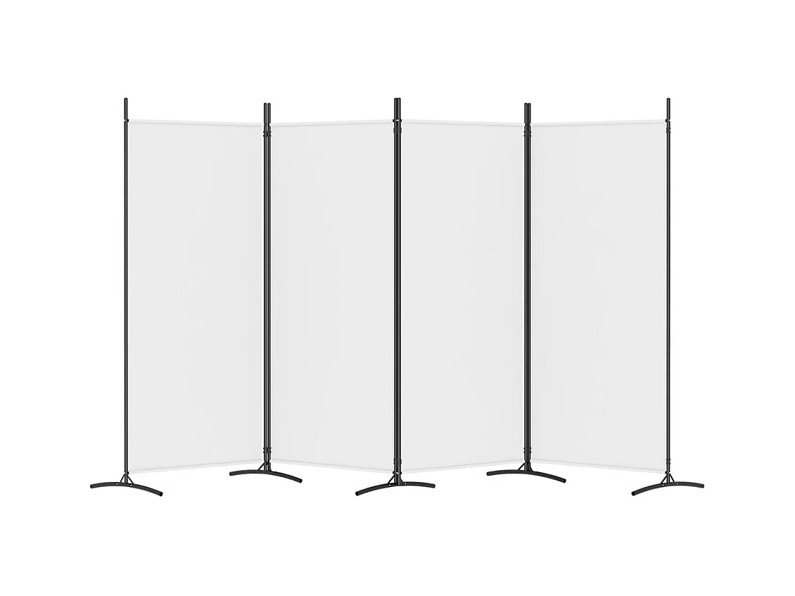 Parete divisoria a 4 pannelli Bianco 346x180 cm Tessuto
