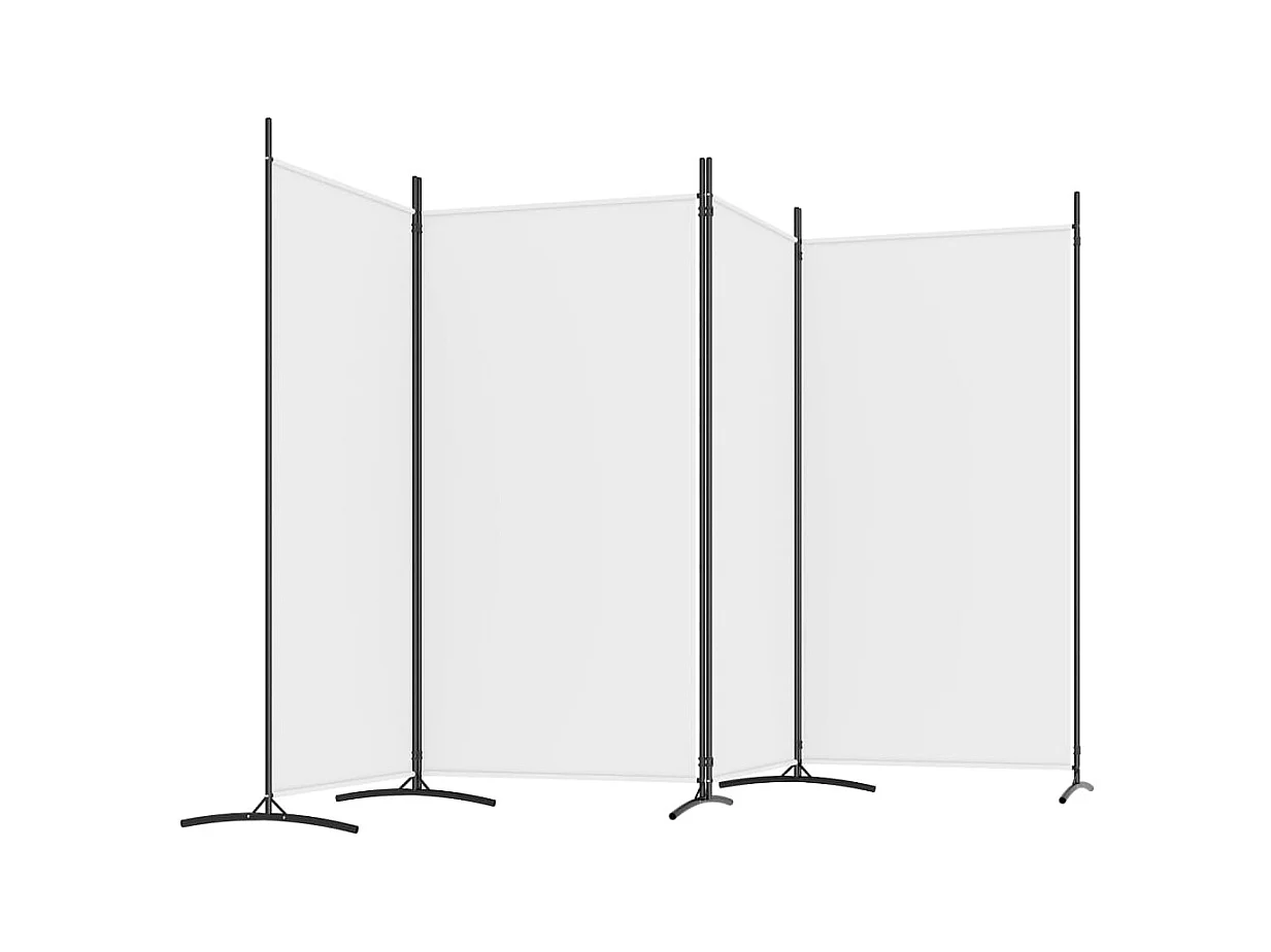 Parete divisoria a 4 pannelli Bianco 346x180 cm Tessuto