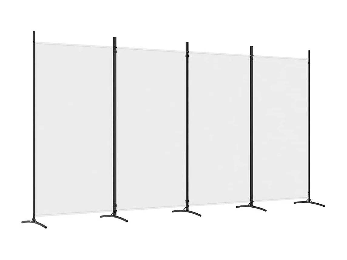 Parete divisoria a 4 pannelli Bianco 346x180 cm Tessuto