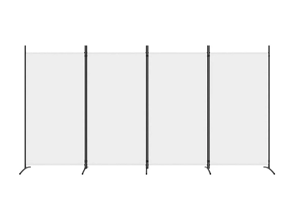 Parete divisoria a 4 pannelli Bianco 346x180 cm Tessuto