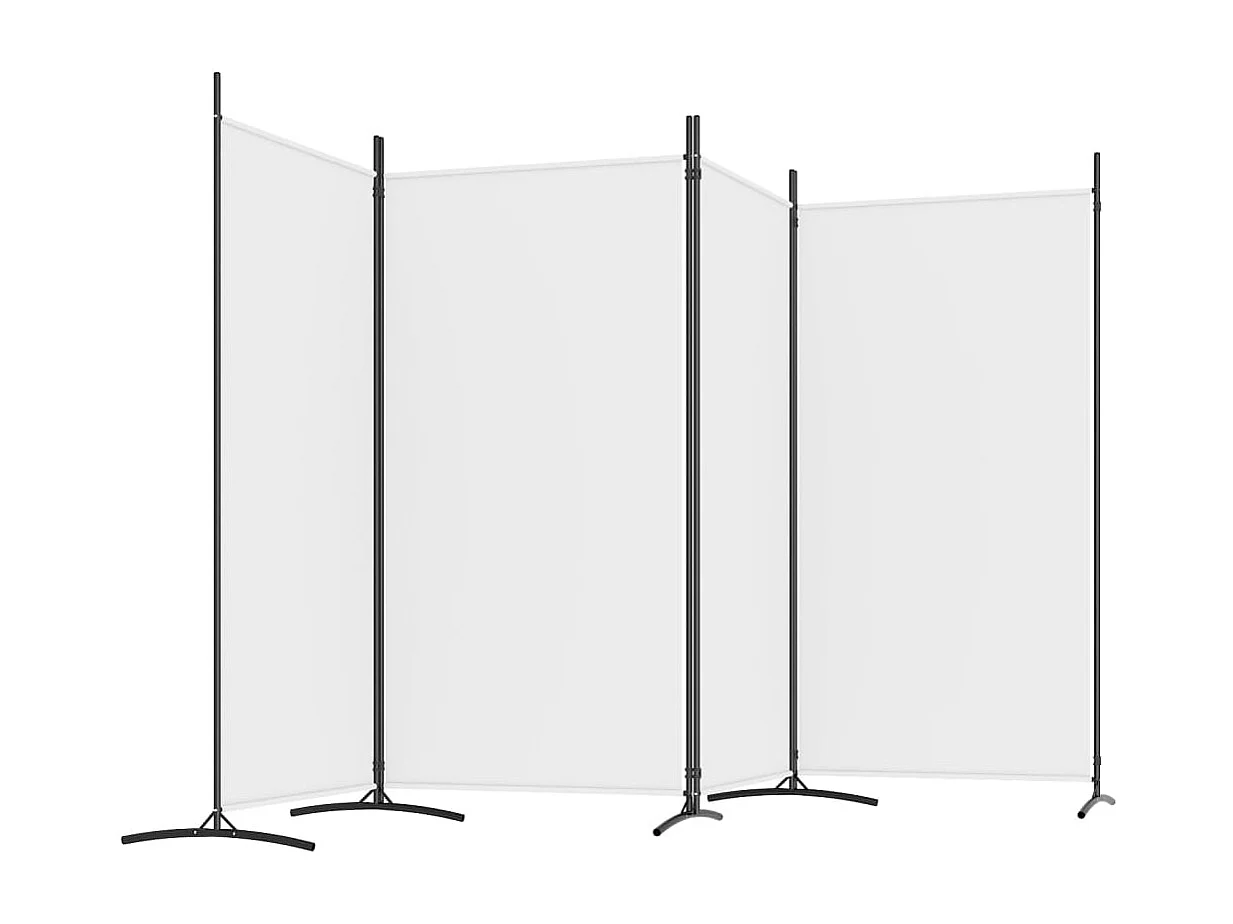 Parete divisoria a 4 pannelli Bianco 346x180 cm Tessuto