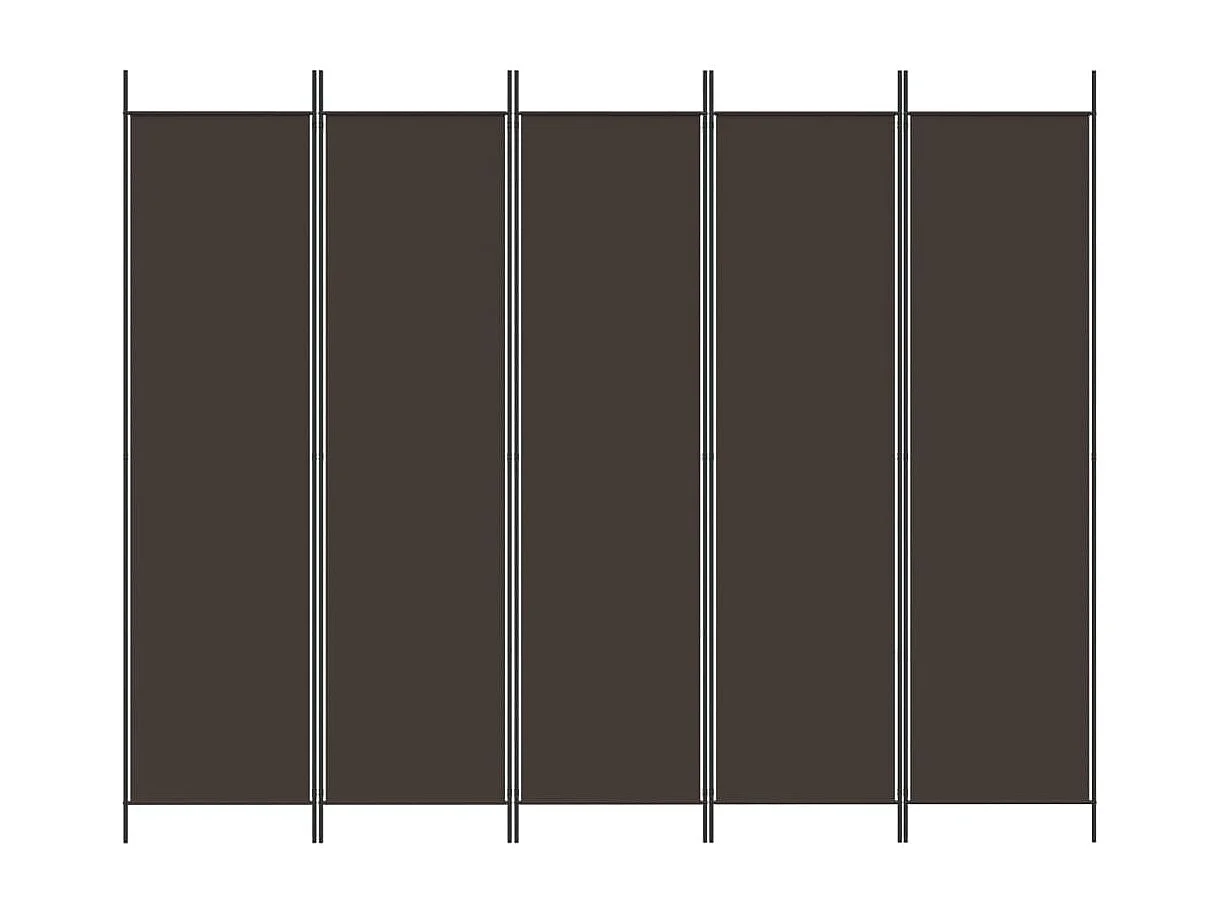 Cloison de séparation 5 panneaux Marron 250x200 cm Tissu