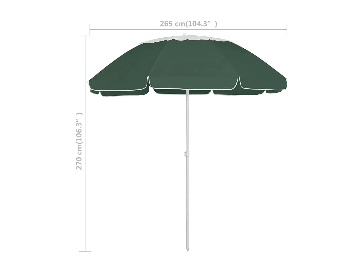 Parasol de plage vert 300 cm
