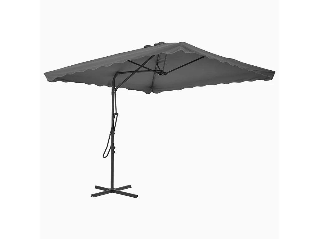 Parasol d'extérieur avec mât en acier 250 x 250 cm Anthracite