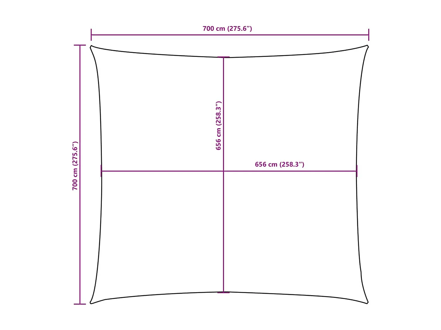 Ombrellone quadrato in tessuto oxford 7x7 m antracite