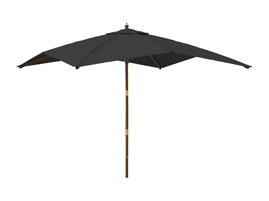 Parasol de jardin avec mât en bois noir 300x300x273 cm