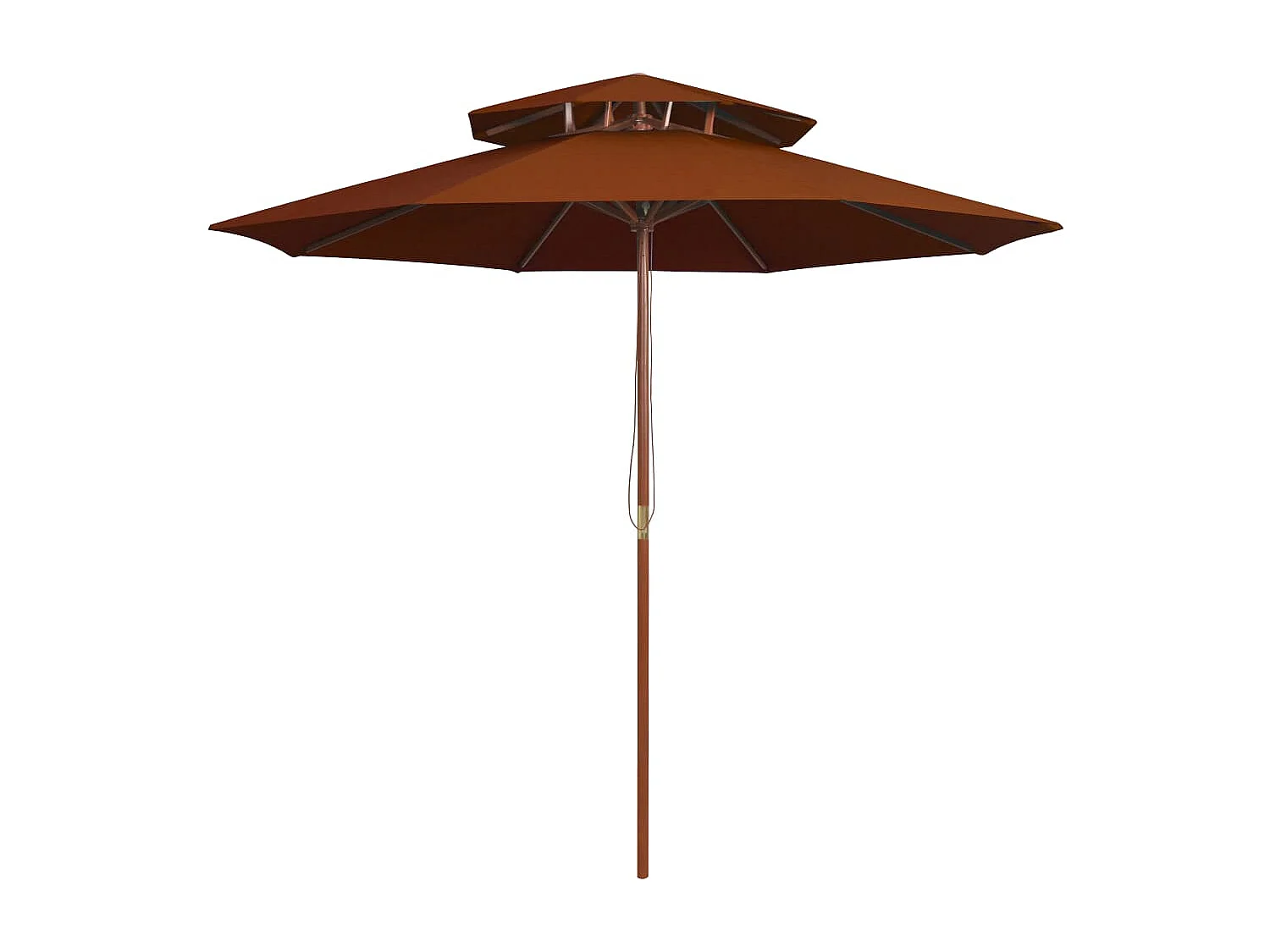 Ombrellone a due livelli con palo in legno terracotta 270 cm