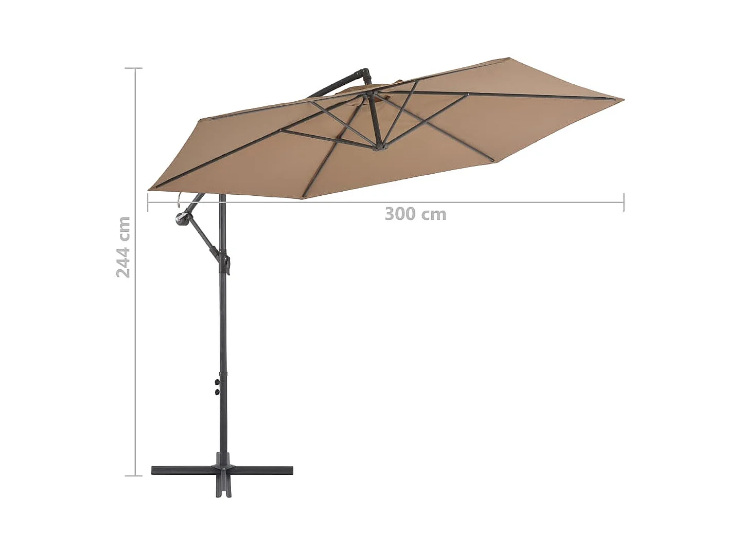 Ombrellone da giardino a sbalzo con palo in alluminio color tortora