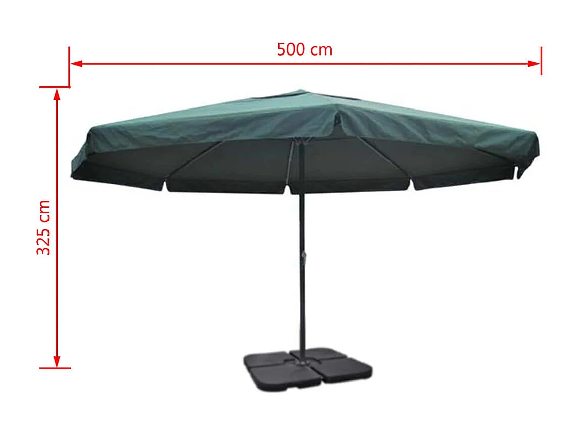 Parasol de jardin avec base portable aluminium vert