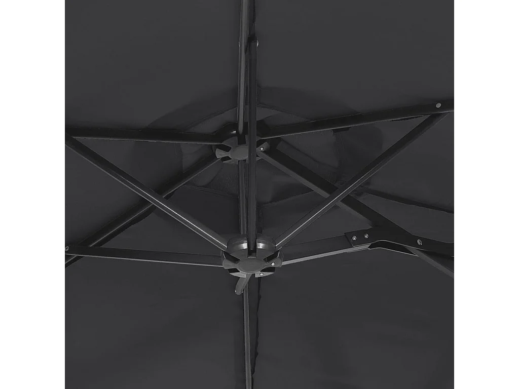 Parasol de jardin à double tête noir 316x145 cm