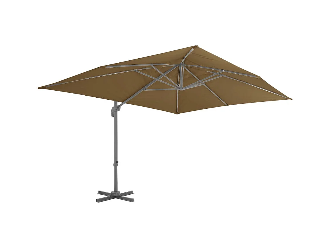 Ombrellone da giardino con base portatile color tortora