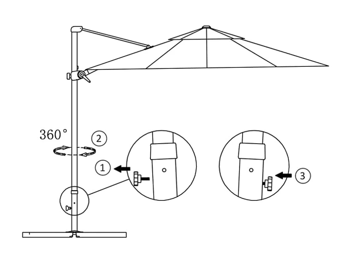 Parasol de jardin en porte-à-faux mât en aluminium bleu azuré