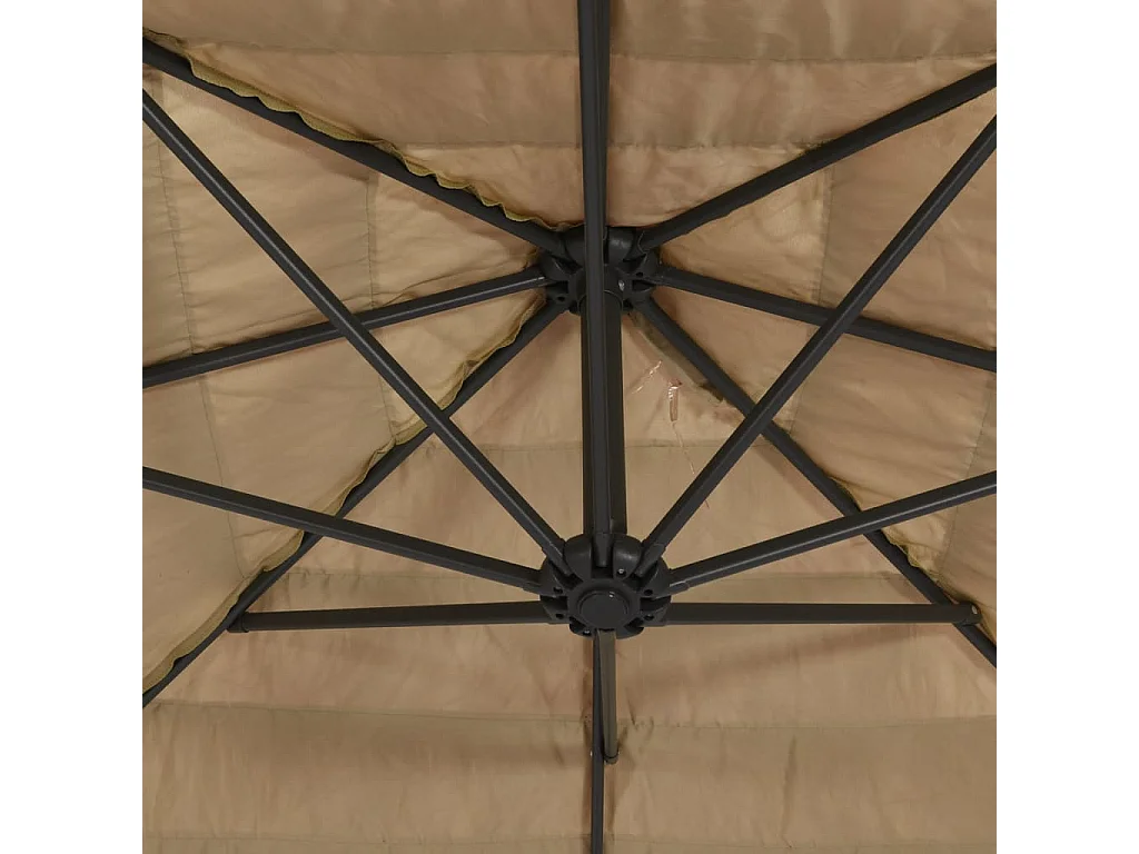 Parasol de jardin avec mât en acier marron 288x288x225 cm