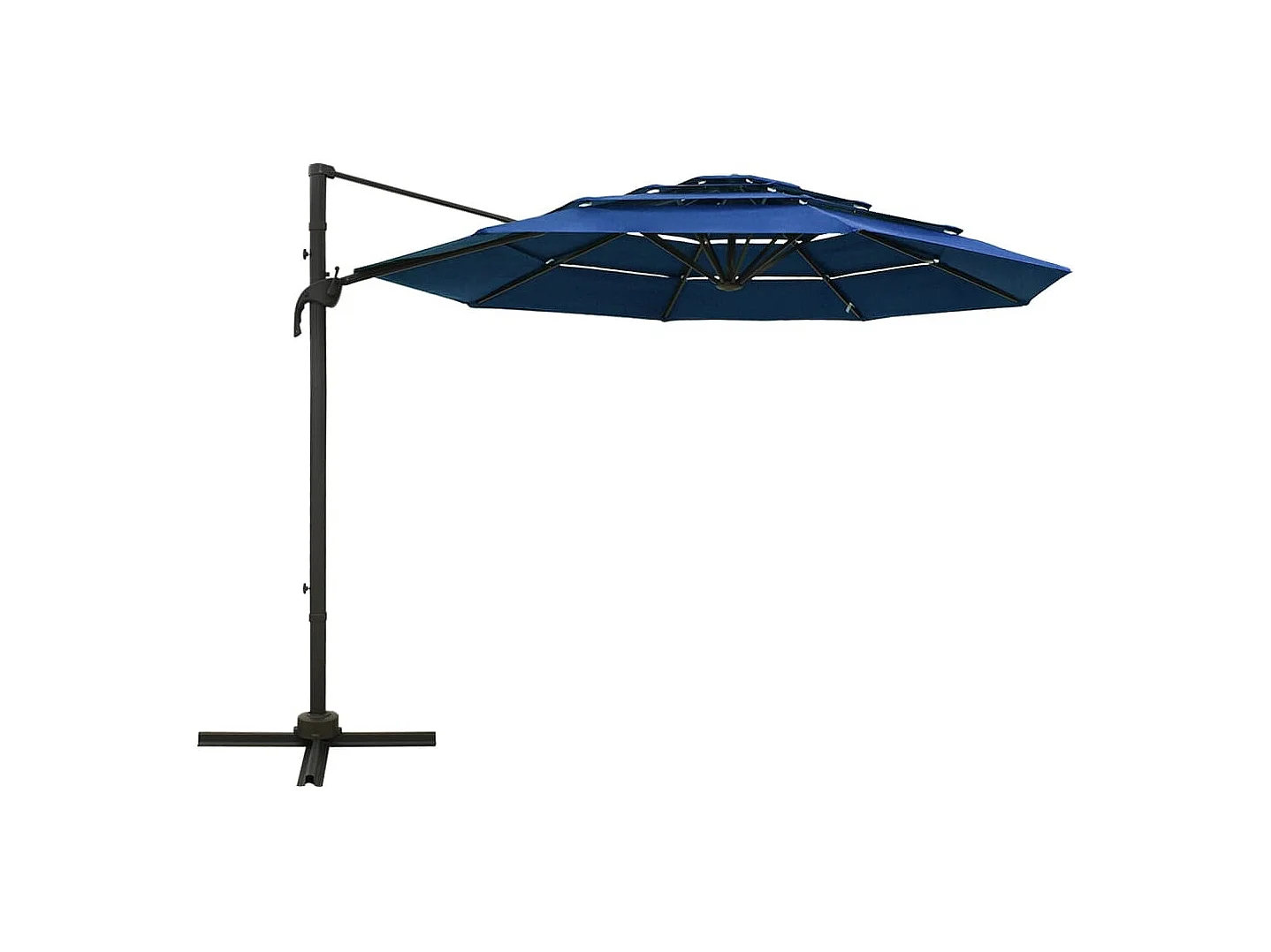 Ombrellone da giardino a 4 livelli con palo in alluminio azzurro