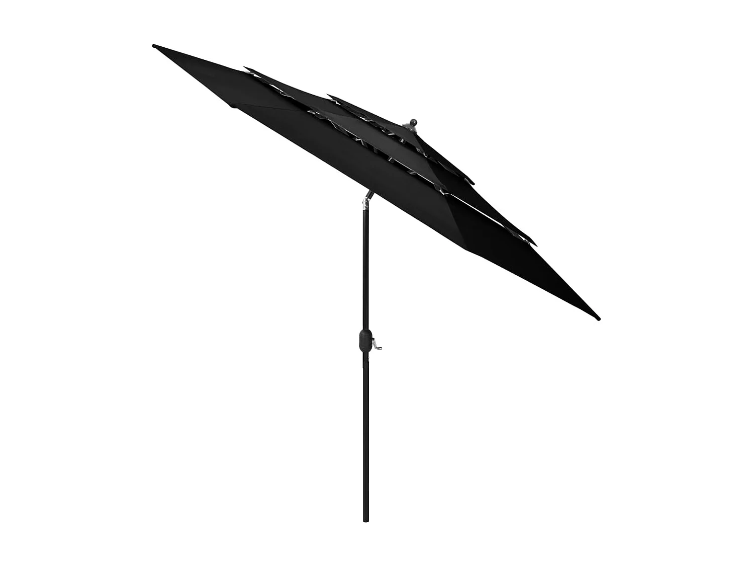 Ombrellone da giardino a 3 livelli con palo in alluminio nero da 3 m