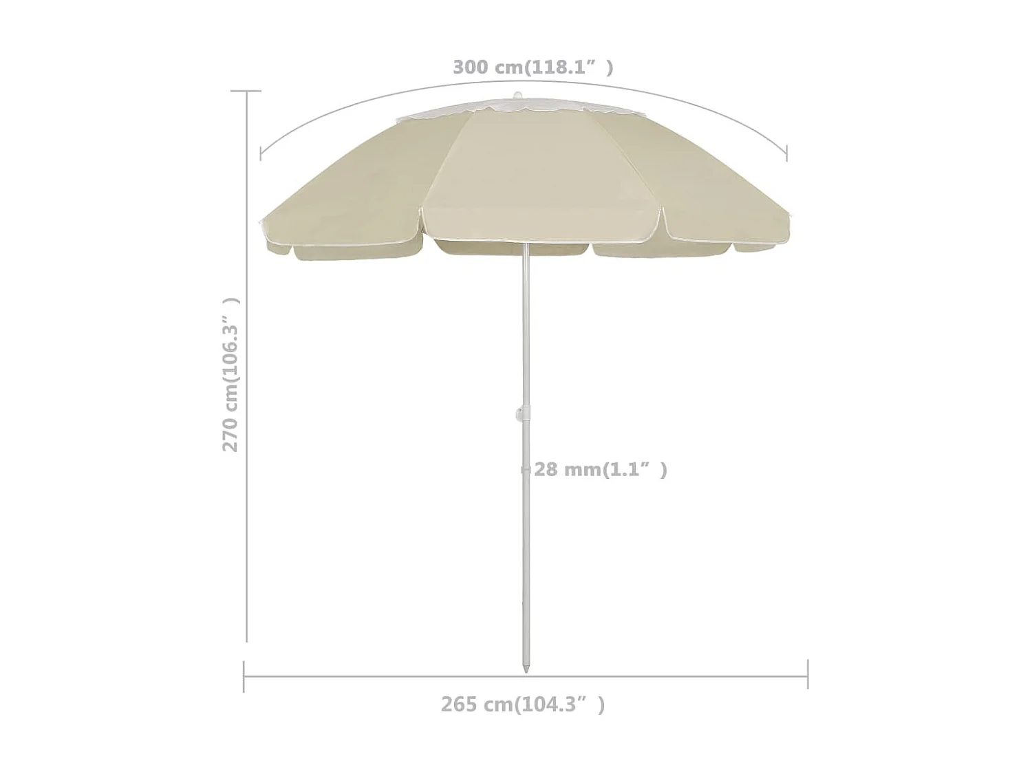 Parasol de plage jaune sable 300 cm