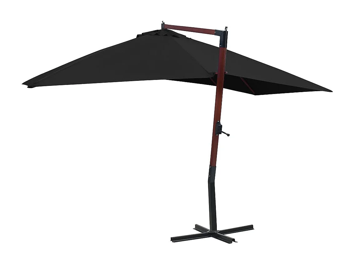 Hangende parasol met houten paal 400x300 cm Zwart