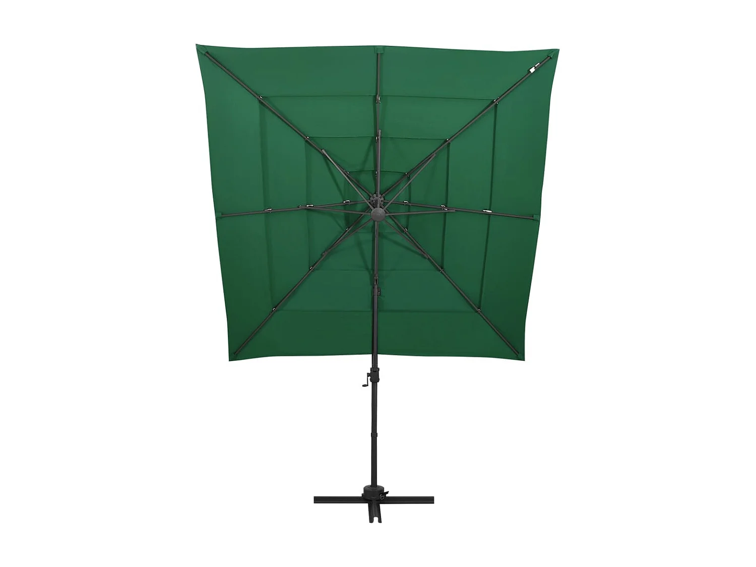Parasol de jardin à 4 niveaux avec mât en aluminium vert
