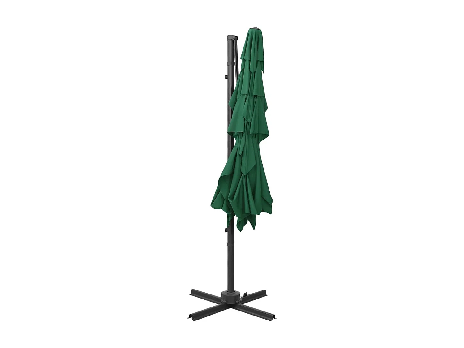 Parasol de jardin à 4 niveaux avec mât en aluminium vert
