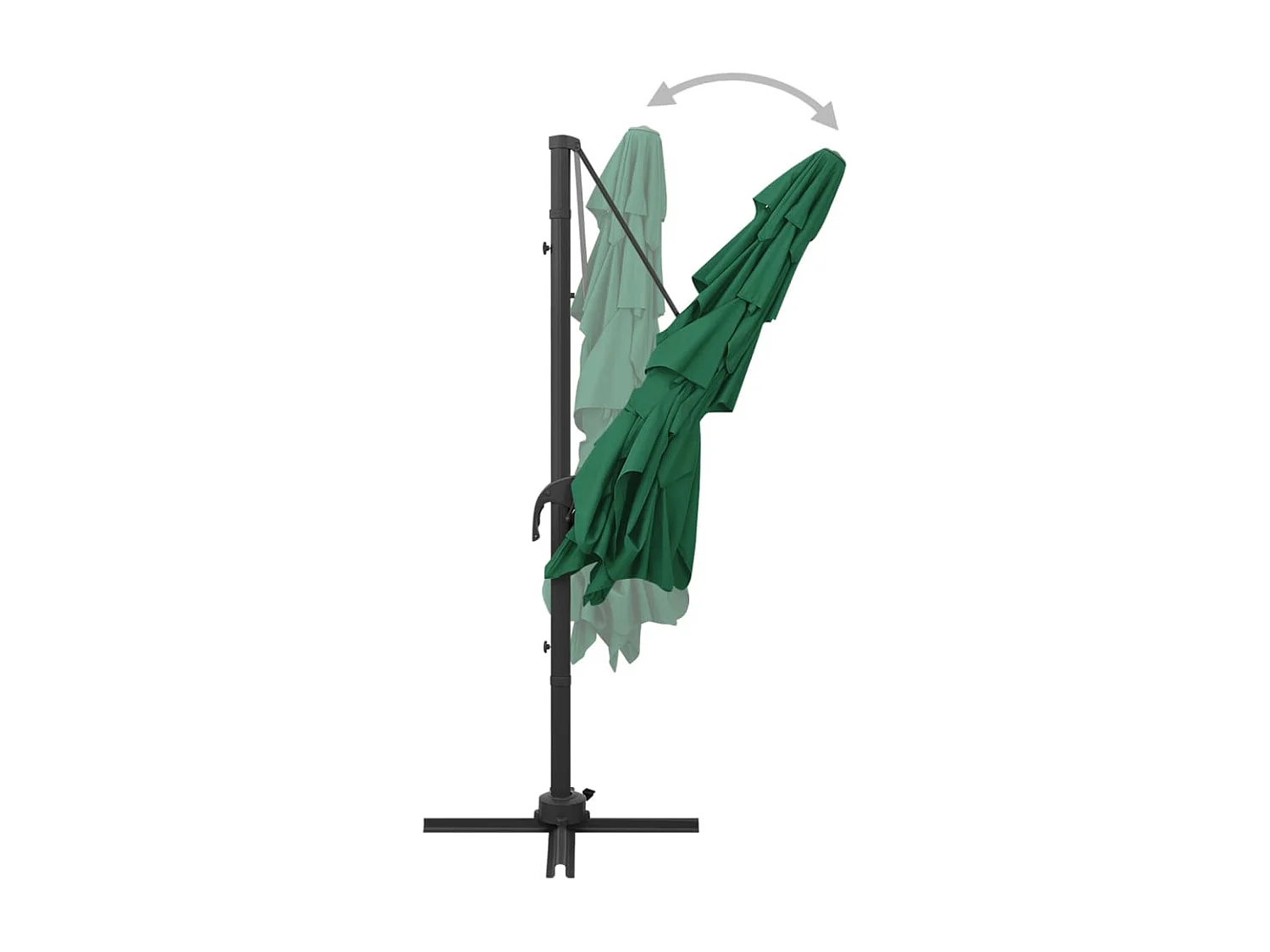 Parasol de jardin à 4 niveaux avec mât en aluminium vert