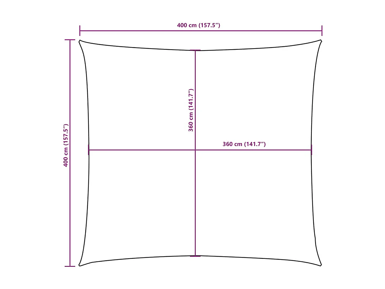 Parasol en tissu oxford carré 4x4 m anthracite