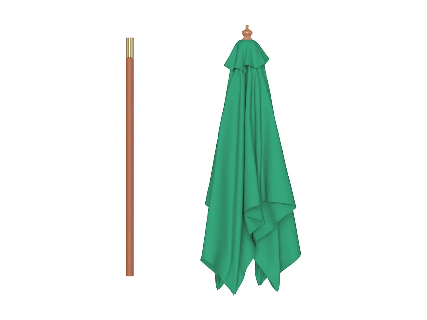 Parasol d'extérieur avec mât en bois 150x200 cm vert