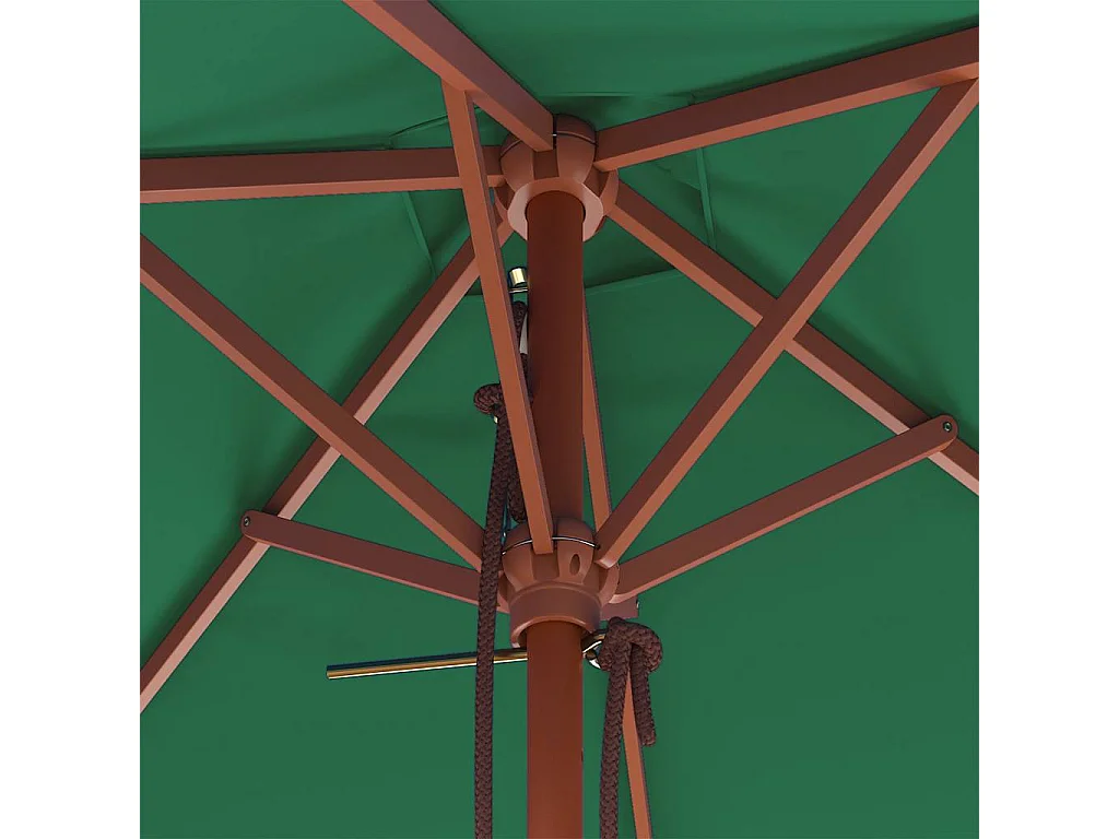 Parasol d'extérieur avec mât en bois 150x200 cm vert
