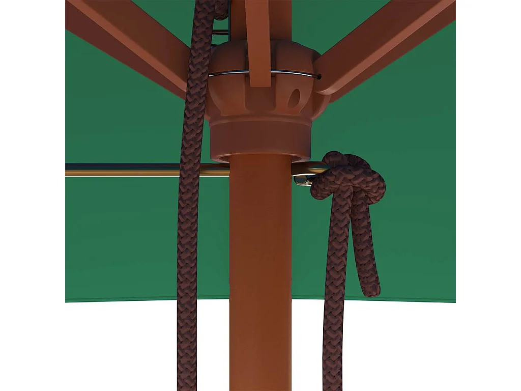 Parasol d'extérieur avec mât en bois 150x200 cm vert