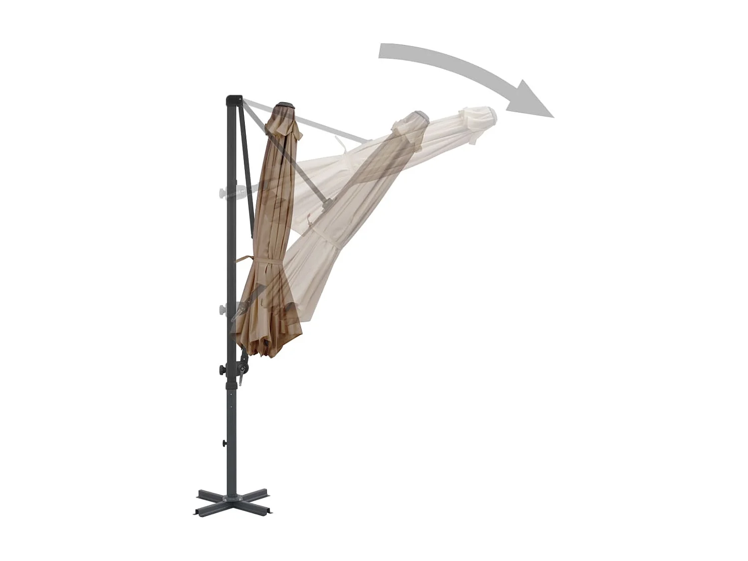 Parasol de jardin avec base portable taupe