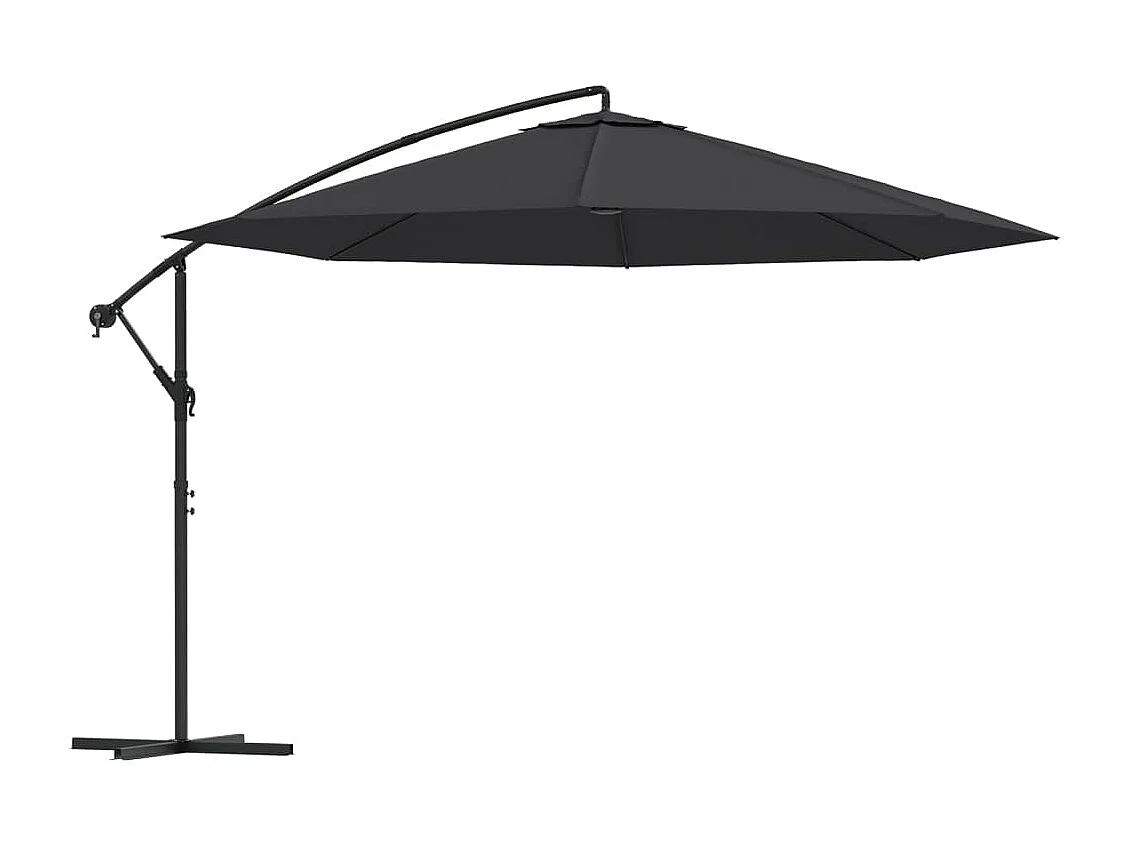 Parasol de jardin en porte-à-faux avec mât en aluminium noir