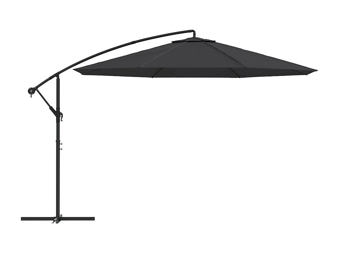 Parasol de jardin en porte-à-faux avec mât en aluminium noir