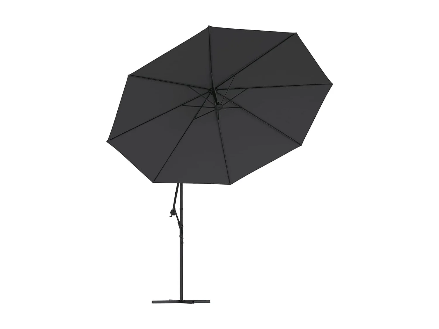 Parasol de jardin en porte-à-faux avec mât en aluminium noir