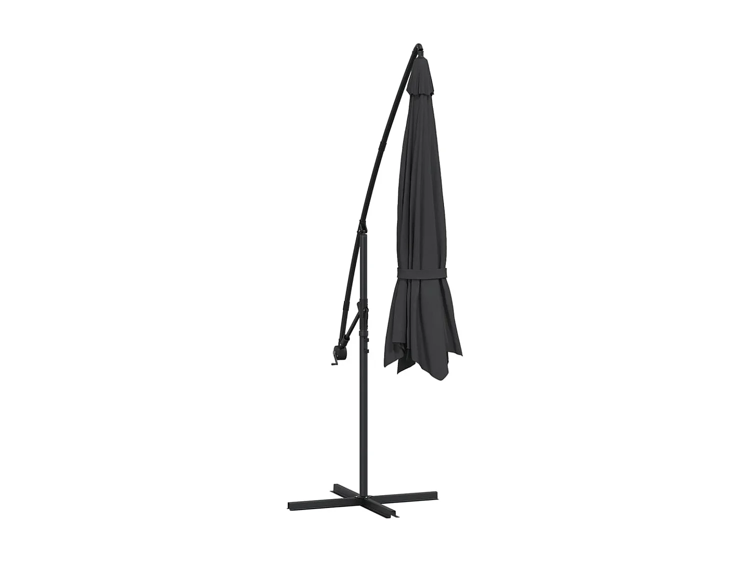Parasol de jardin en porte-à-faux avec mât en aluminium noir