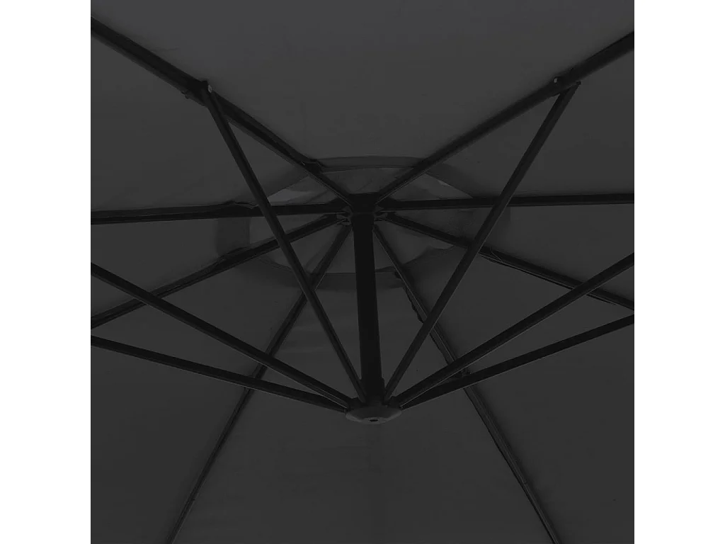 Parasol de jardin en porte-à-faux avec mât en aluminium noir