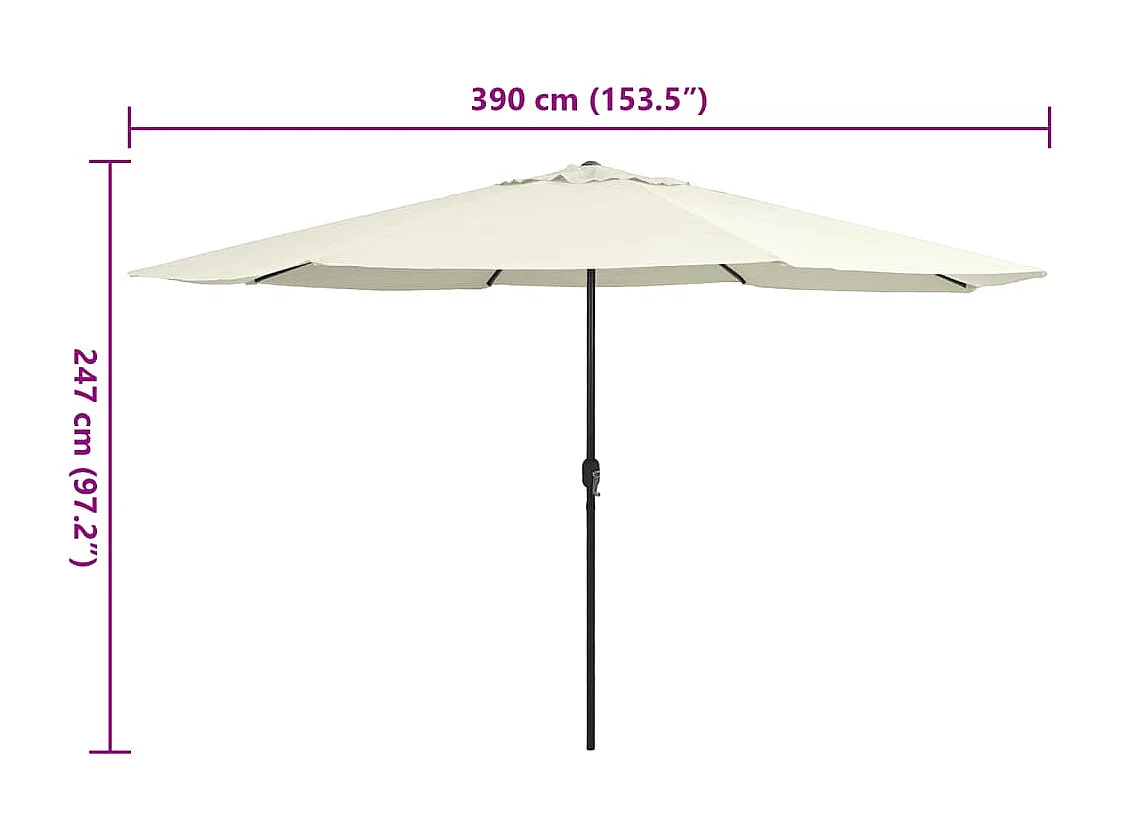 Ombrellone da giardino con palo in metallo 390 cm bianco sabbia