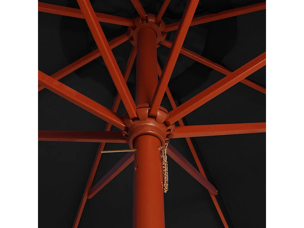 Parasol met houten paal 300x258 cm Zwart