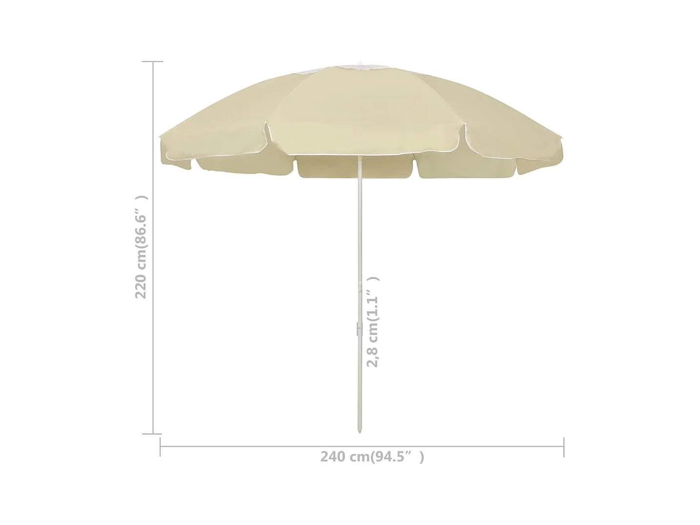 240 cm zandgele strandparasol