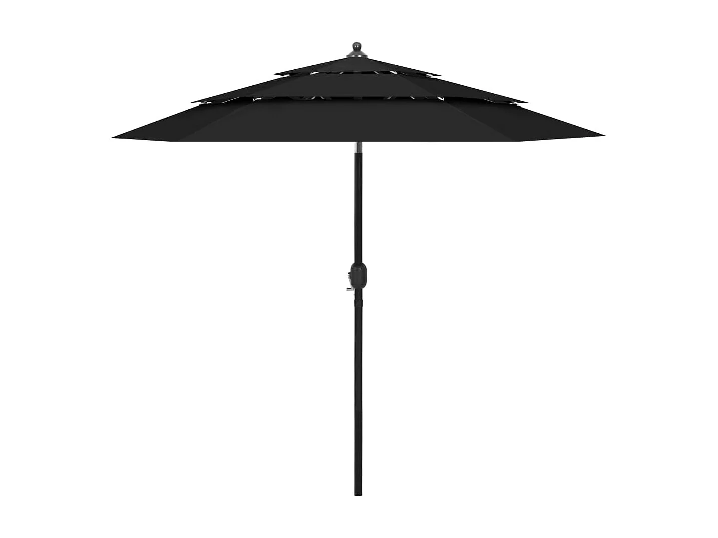 Ombrellone da giardino a 3 livelli con palo in alluminio nero da 2,5 m