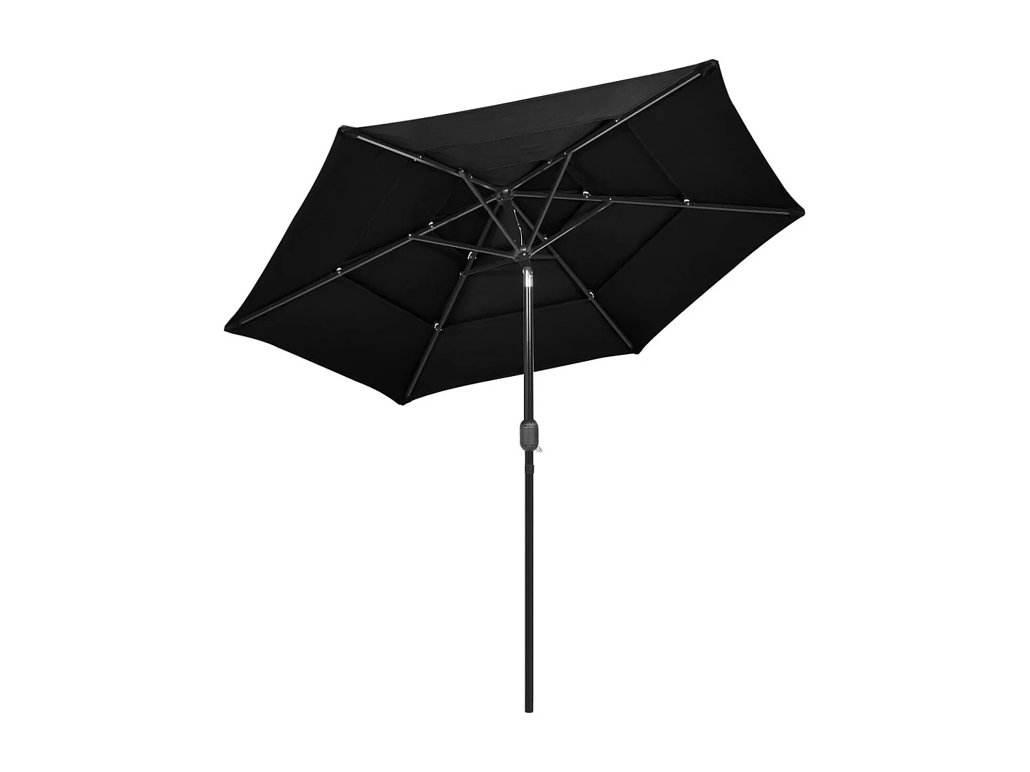 Ombrellone da giardino a 3 livelli con palo in alluminio nero da 2,5 m