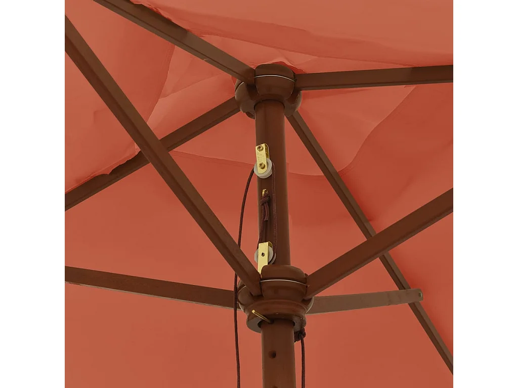 Ombrellone da giardino con palo in legno, terracotta, 198x198x231 cm