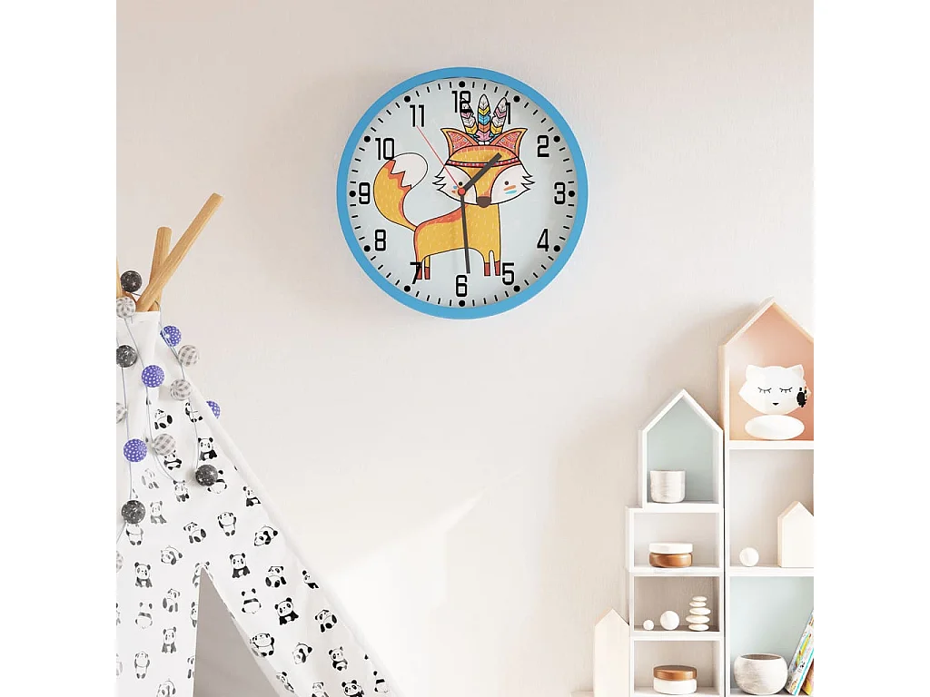 Reloj de pared azul Ø25,5 cm poliestireno y cristal