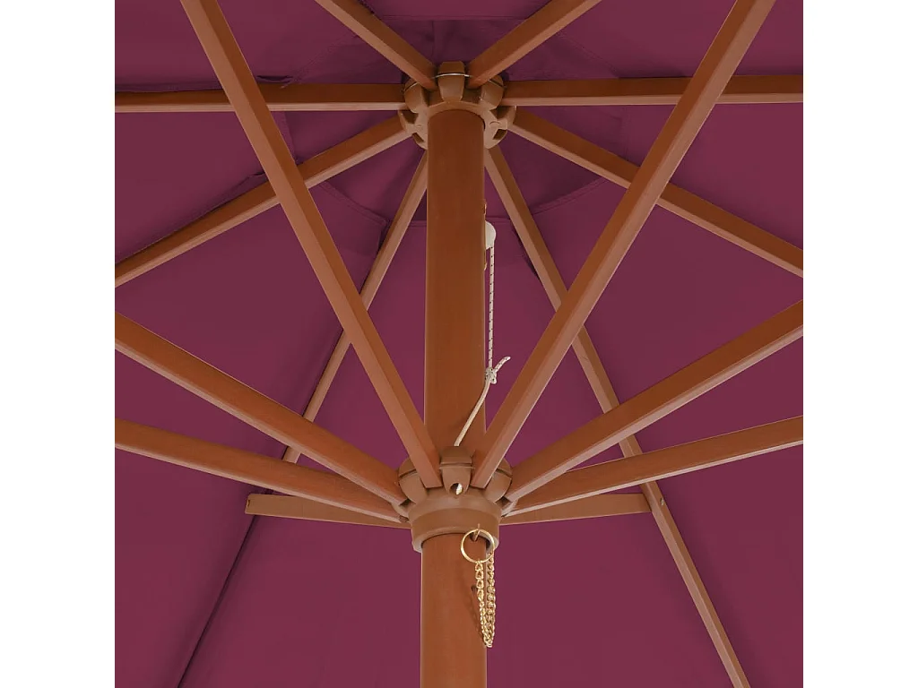 Buitenparasol met houten paal 300 cm bordeauxrood