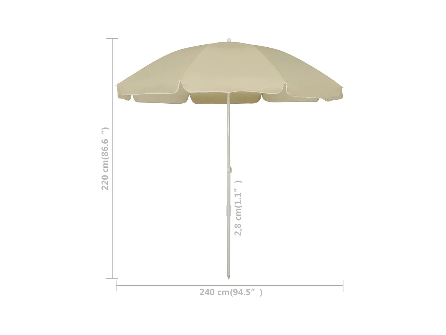 240 cm zandgele strandparasol
