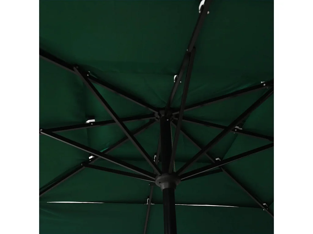 Sombrilla de jardín de 3 niveles con poste de aluminio verde