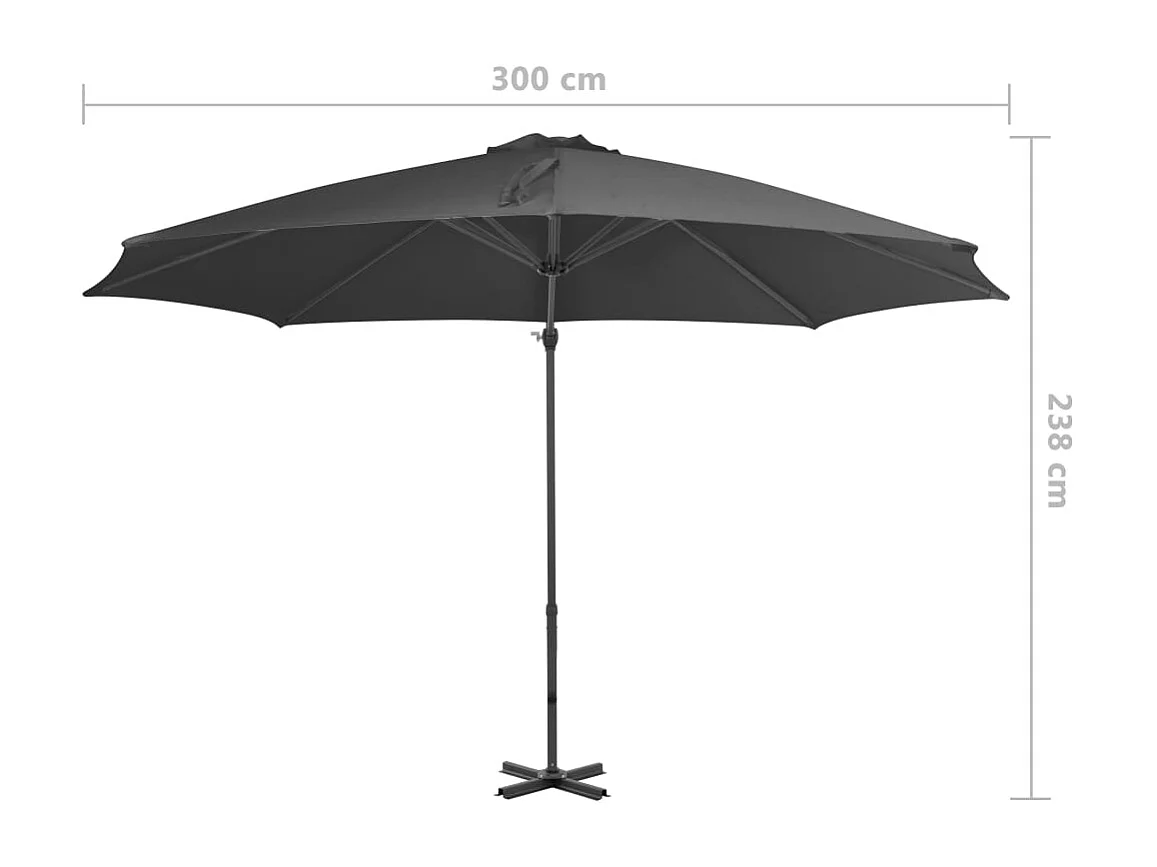 Parasol de jardin en porte-à-faux et poteau en aluminium
