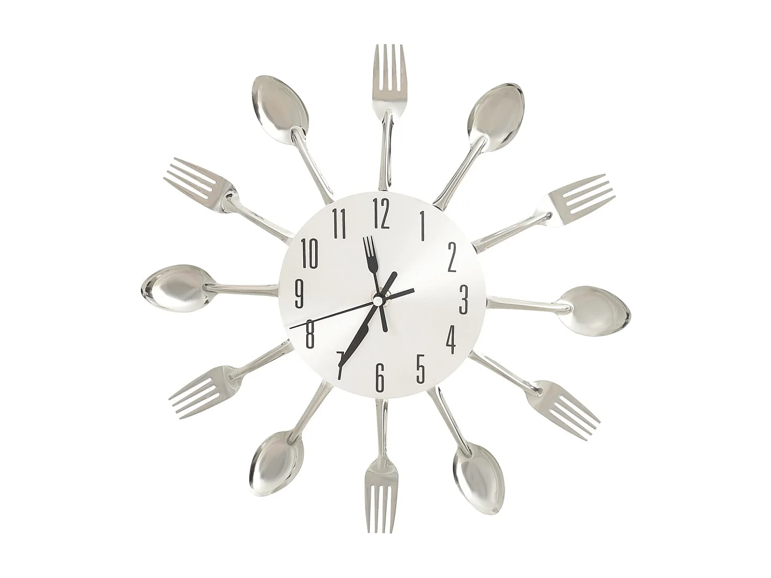 Horloge murale et cuillère et fourchette Argenté 31cm Aluminium